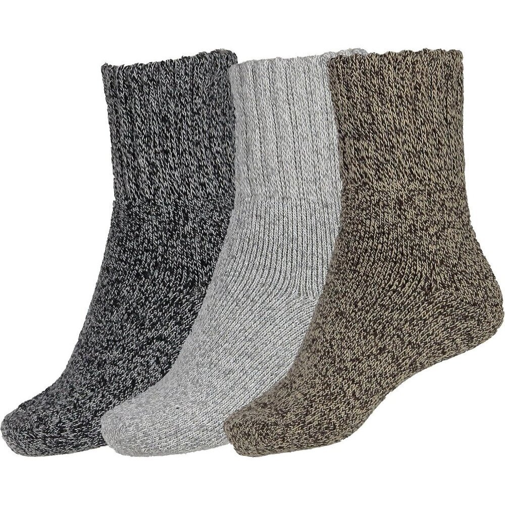 BenSorts Women 3 Packs Black Brown Gray Winter Thick Warm Polyester Boots Socks